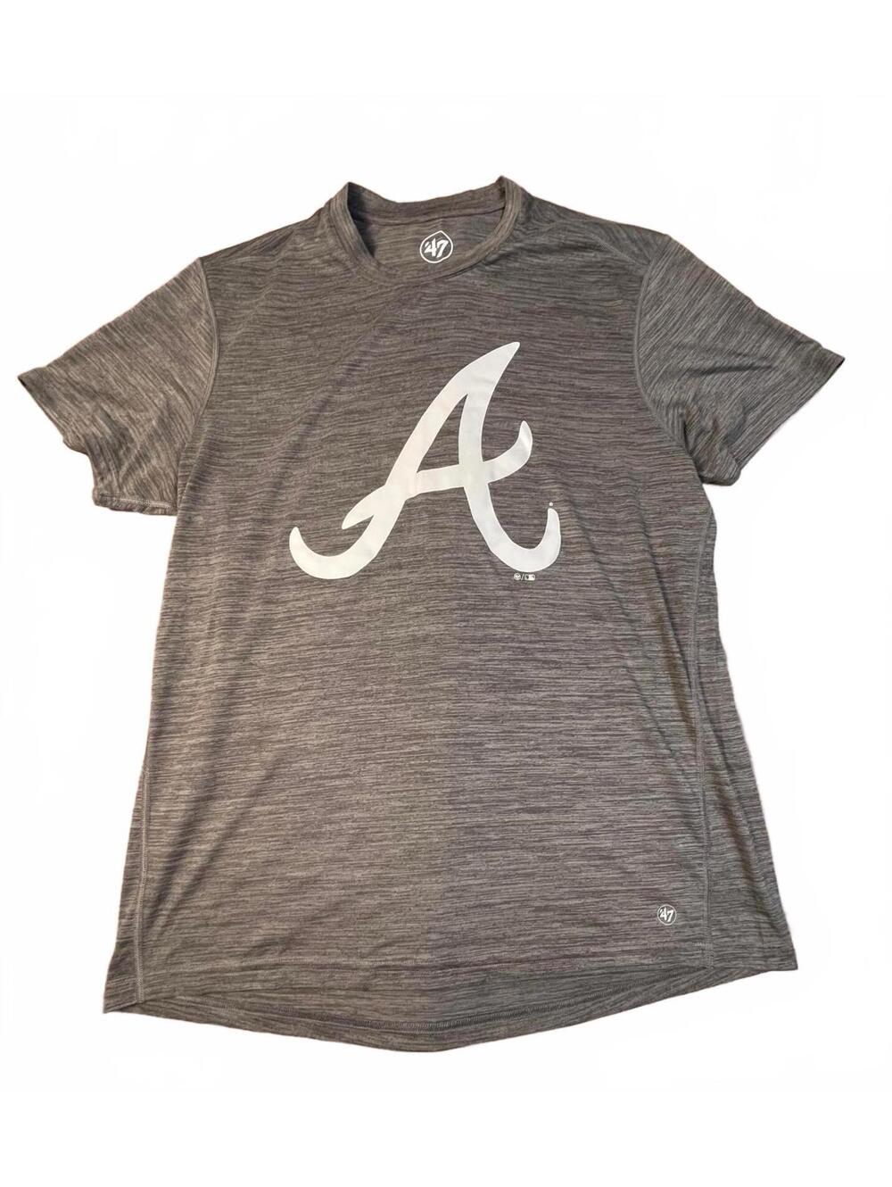 '47 Men's Atlanta Braves Gray Short Sleeve Activewear T-Shirt Large